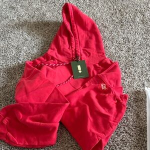 Daily Drills Red oversized Paracord Pullover Hoodie
